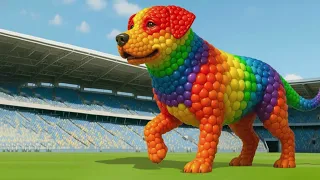 The mascot vibrato Dog placed on the football field