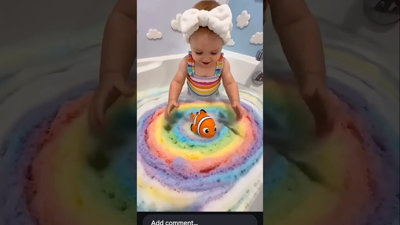 🌈 Rainbow Bath Magic with Cute Baby Girl! #shorts poster