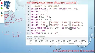 POSTGRESQL NULLIF Function Best Explanation NULLIF Vs COALESCE