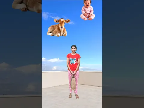 Flying crying babies Catching vs dancing dadi, cute cow, peacock, good day funny vfx video 😀😀