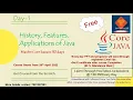 Day-1 history features and applications of Java Master in Core Java 30 days Course