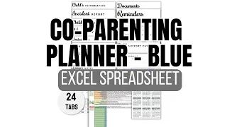 Co-Parenting Planner Excel Spreadsheet - Blue