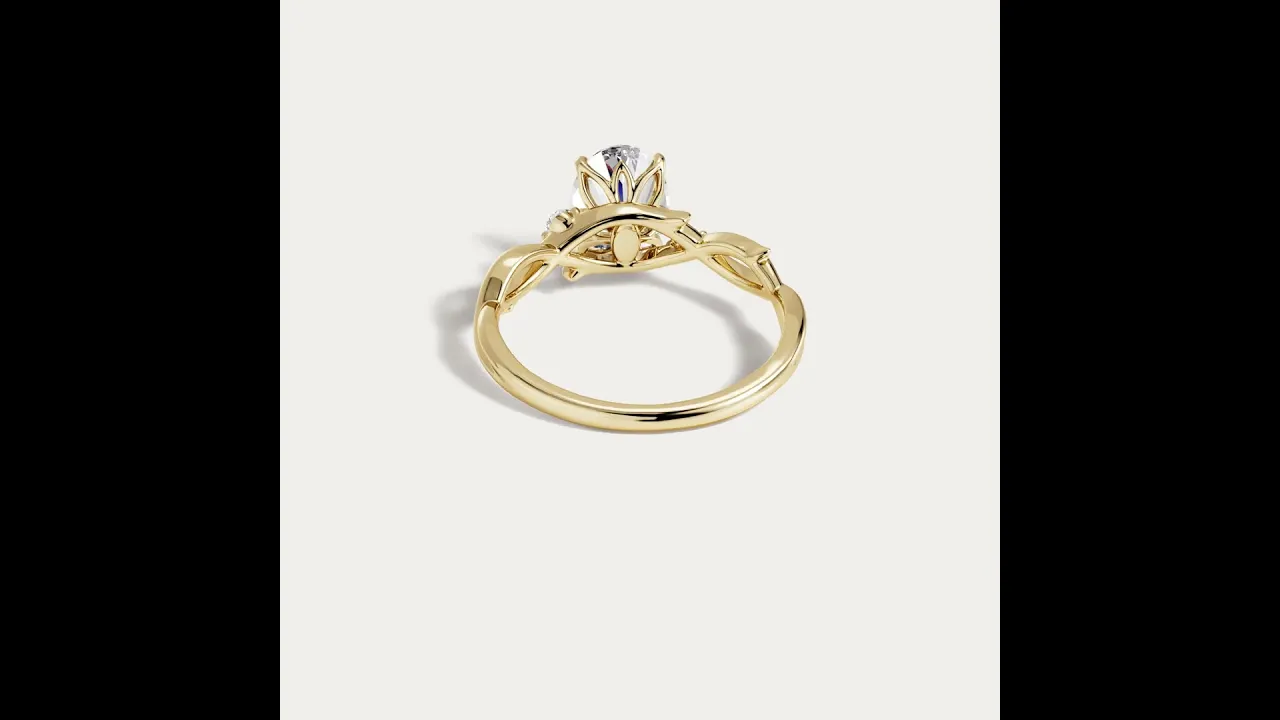 Dorinda丨Oval Cut Lab Diamond Intertwined Accent Engagement Ring