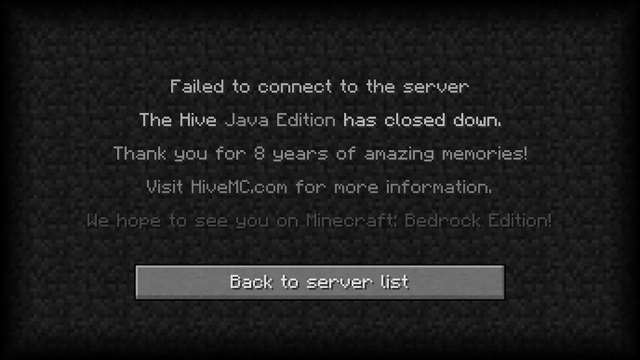 RIP HiveMC