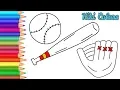 How to Color Baseball Equipment Teach Drawing for Kids and Toddlers Coloring Page