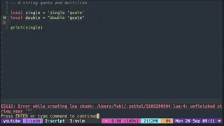 Lua Tutorial with Neovim String single double quote multi-line