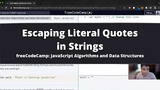 Escaping Literal Quotes in Strings Basic JavaScript freeCodeCamp tutorial