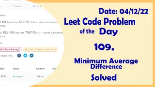 2256 Minimum Average Difference Leetcode Daily Challenge