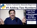 Python Tutorial for Absolute Beginners Adding Two Numbers