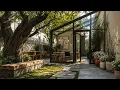 Relaxing Garden Cafe Jazz - Modern Glass Studio Soft Coffee Shop Ambience For Calm Morning Vibes