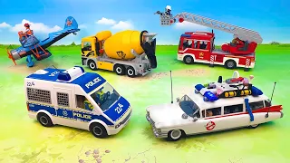 Ghostbusters to the Rescue! Police cars, excavators, dump trucks, ambulances | Toys Review for Kids.