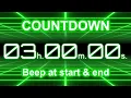3 Hour Countdown Timer Beeps Neon Green Grid 4K