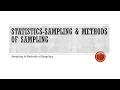 Statistics 1 Chapter 1 Lecture - Sampling Its Methods
