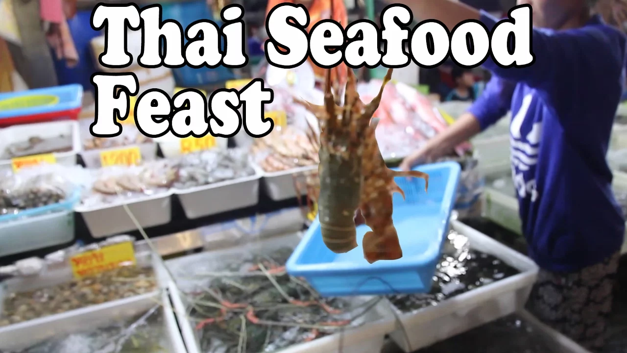 Phuket Seafood: Lobster, Squid, & Shrimp at Rawai Seafood Market in Phuket Thailand. Thai Food