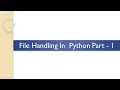 File Handling In Python Part - 1 In Marathi