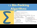 1 5 Bin packing algorithms DECISION 1 - Chapter 1 Algorithms