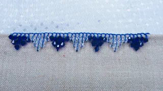 😱Double color border lace embroidery for beginner!🪡🔥