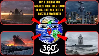 VR 360° - Top 4 Largest and Scariest Creatures Found in Real Life: Sea Eater & Godzilla Bloodbath