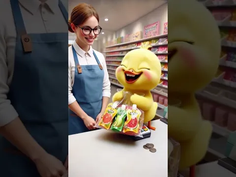 Duck drinks fruit juice #shorts