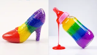 Satisfying Video | How to Make High Heel Slime | Milk Bottle | Mixing Cutting ASMR #RainbowToyTocToc