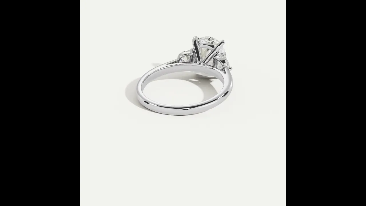 Ophelia丨Oval Lab Diamond Trilogy Engagement Ring with Half-Moon Side Stones