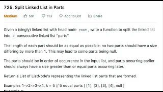 LeetCode 725 - Split Linked List in Parts