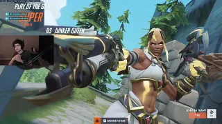 POTG JUNKER QUEEN OVERBUFF SUPER INSANE JUNKER QUEEN GAMEPLAY OVERWATCH 2 SEASON 4