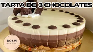 Tarta de 3 chocolates sin horno, paso a paso