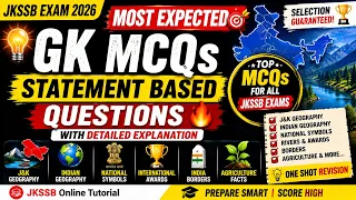 JKSSB GK Most Expected MCQs 🔥 Statement Based Questions | J&K + India Geography | Latest Pattern