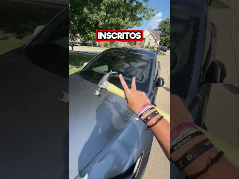 Joguei um MARTELO no meu TESLA ‪😳🔨😱 #shorts #cybertruck