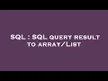 SQL SQL query result to