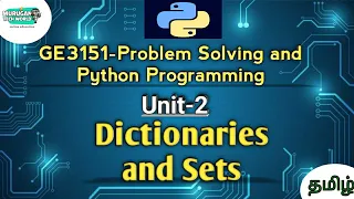 Dictionaries and Sets datatypes in Problem Solving and Python Programming tamil GE3151 AU reg-2021