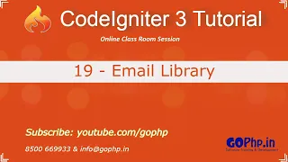 19 - Email Library in CodeIgniter CodeIgniter 3 Tutorial