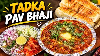 Surat Tadka Pav Bhaji Making by Sujal Aunty😍| Best Pav Bhaji Making in Surat | Indian Street Food 