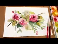 Watercolor Painting for Beginners Loose Rose Floral Real Time Tutorial wet on wet Technique