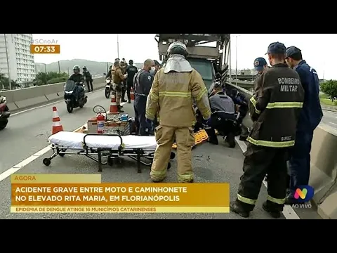 Grave acidente entre moto e caminhonete complicam o trânsito na Capital nesta quinta-feira