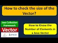 How to check the size of the vector Java Collection Framework