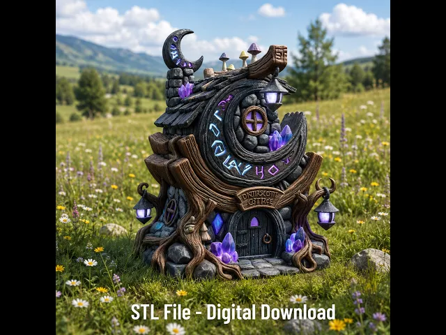 Moonlit Mystic Cottage STL File for 3D Print video thumbnail