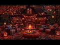 Download Lagu Spooky Autumn Jazz Ambience 🔥 Halloween Night Forest by the Fireplace with Gentle Relaxing Tunes