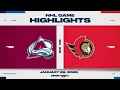 NHL Highlights Avalanche vs Senators - January 28 2026