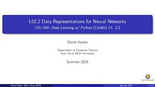 L02 2 Data Representations for Neural Networks