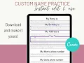 Editable Name Tracing Worksheet Canva Template Learn to Write My Name Address