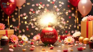 Red Ball Bomb and Cake Happy Birt ay To You Classic Tune