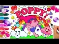 Poppy Trolls Coloring Page decorated with GLITTER and GEMS Poppy Trolls Coloring Book Printable