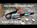 Echo chainsaw CS-3450 starting cold running cutting