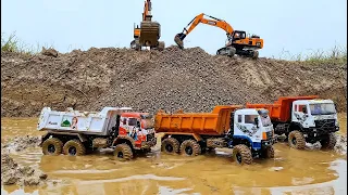 RC Excavator & Dump Truck Keruk Pasir di Lumpur | Mainan Alat Berat Konstruksi
