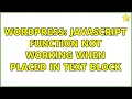 Wordpress Javascript function not working when placed in Text Block