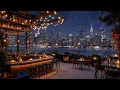 Saxophone Jazz Bar ~ Gentle Winter Night Jazz Music \u0026 Crackling Fireplace for Relax, Study, Sleep