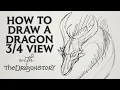Beginners guide to drawing a dragon - The 3 4 pose of a dragon head