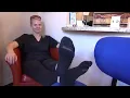 Blonde mature woman takes her dirty socks off and reveals her lovely feet